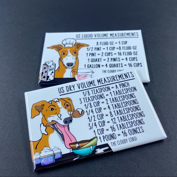 Red and White Greyhound Dog Measuring Chart Magnet Set Cooking Baking Guide - Picture 2 of 3